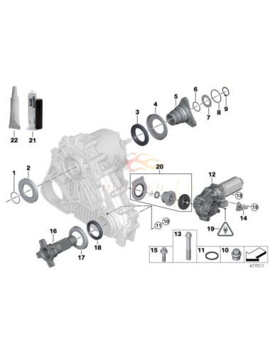 Diagrama de la caja de transferencia de reparación del servomotor BMW Xdrive