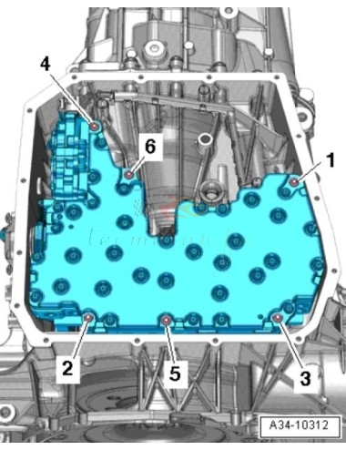 0B5 smontaggio 3 estrarre la scatola di rimozione meccatronica DSG7 0B5, DCT, S-tronic, DL501 - 7Q