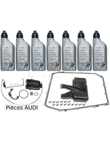 Audi 7-speed DSG gearbox oil change kit with filter cartridge and original Audi oil