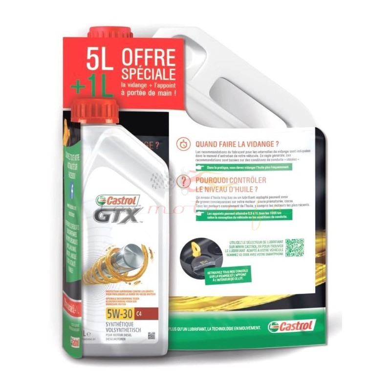 Paquete 5+1L Castrol GTX 5W30 C4 RN720 FAP Renault DCI