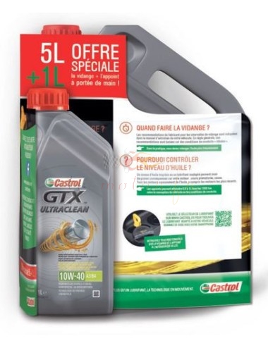 Pack 5+1L óleo motor CASTROL GTX Ultraclean 10w-40 A3/B4 bidon 5L