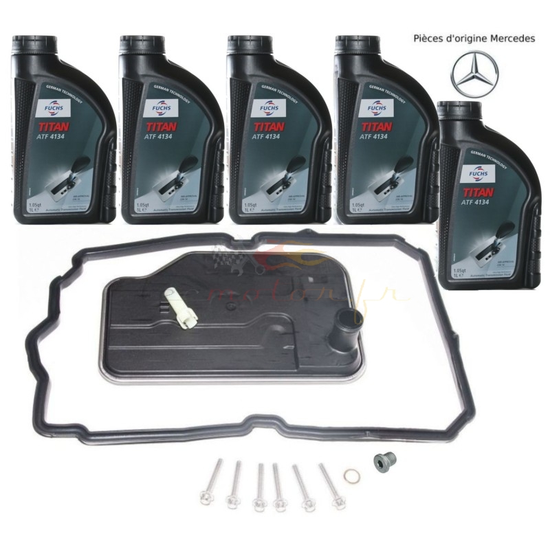 Mercedes 7G-Tronic automatic gearbox oil change kit with ATF Fuchs 4134 MB 236.14