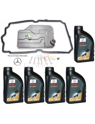 Kit cambio olio cambio automatico Mercedes 7G-Tronic 2° serie con olio Fuchs MB 236.15