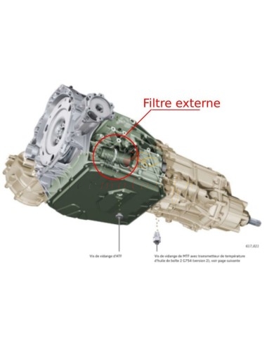 Audi 7-speed DSG gearbox oil change kit location of external filter